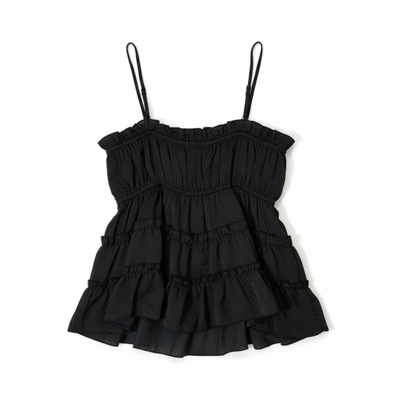 Thirty Thirty Tiered Black Front Tie Tank Top, Women’s Sz S- NWT  Flowy, Peplum - Picture 3 of 7